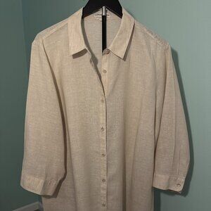 Coldwater Creek Women's Bundle of 2 Linen Shirts Ceylon Green & Flax Size 1X